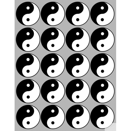 Yin Yang - 20 stickers de 5cm - Sticker/autocollant