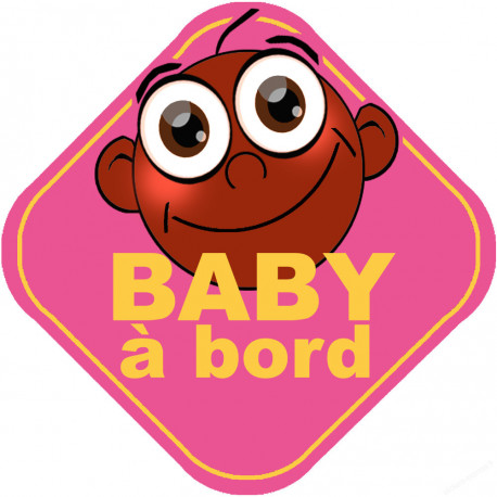 Baby à bord fille d'origine afro - 15cm - Sticker/autocollant