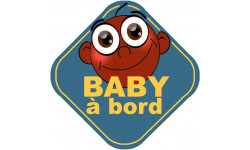 Baby à bord garçon d'origine afro - 15cm - Sticker/autocollant