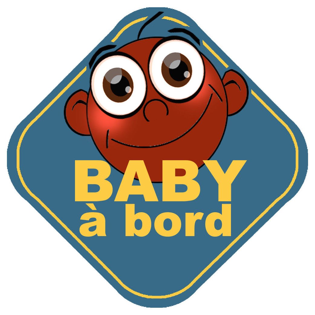 Baby à bord garçon afro - 10cm - Sticker/autocollant