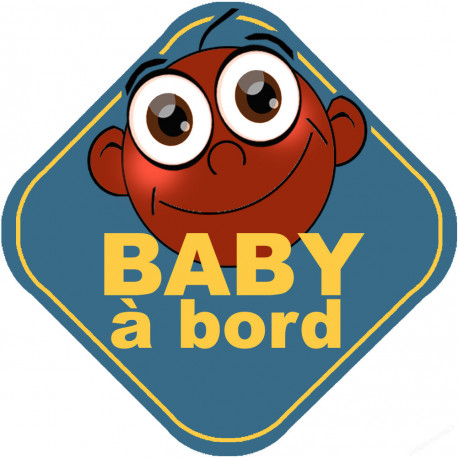 Baby à bord garçon afro - 10cm - Sticker/autocollant