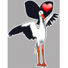 Cigogne coeur Alsacien - 10x7,5cm - Sticker/autocollant