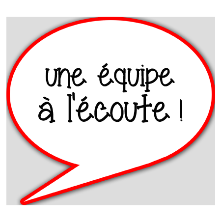 une équipe à l'écoute - 15x13.5cm - sticker/autocollant