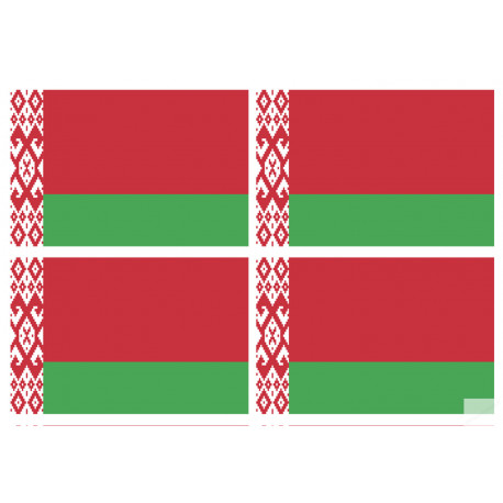 Drapeau Bielorussie - 4 stickers - 9.5 x 6.3 cm - Sticker/autocollant
