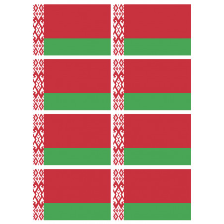 Drapeau Biélorussie - 8 stickers - 9.5 x 6.3 cm - Sticker/autocollant