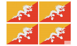 Drapeau Bhutan - 4 stickers - 9.5 x 6.3 cm - Sticker/autocollant
