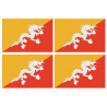 Drapeau Bhutan - 4 stickers - 9.5 x 6.3 cm - Sticker/autocollant