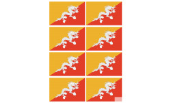 Drapeau Bhutan - 8 stickers - 9.5 x 6.3 cm - Sticker/autocollant
