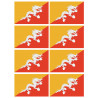 Drapeau Bhutan - 8 stickers - 9.5 x 6.3 cm - Sticker/autocollant