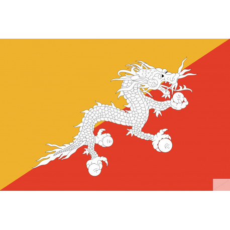 Drapeau Bhutan - 15x10cm - Sticker/autocollant