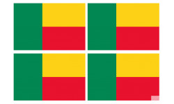 Drapeau Bénin - 4 stickers - 9.5 x 6.3 cm - Sticker/autocollant