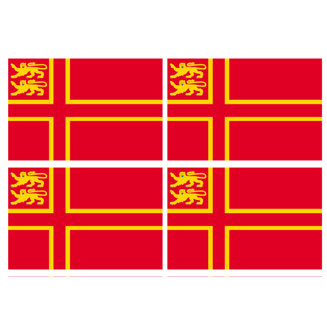 drapeau Normand avec Lions - 4 stickers - 9.5 x 6.3 cm - Sticker/autocollant