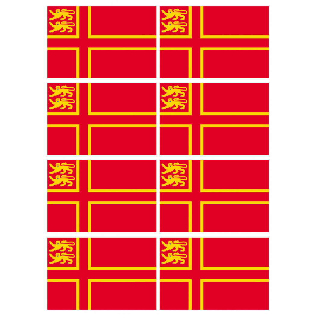 drapeau Normand avec Lions - 8 stickers - 9.5 x 6.3 cm - Sticker/autocollant
