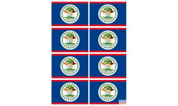 Drapeau Belize - 8 stickers - 9.5 x 6.3 cm - Sticker/autocollant