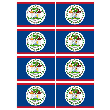 Drapeau Belize - 8 stickers - 9.5 x 6.3 cm - Sticker/autocollant