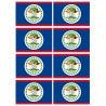 Drapeau Belize - 8 stickers - 9.5 x 6.3 cm - Sticker/autocollant