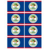 Drapeau Belize - 8 stickers - 9.5 x 6.3 cm - Sticker/autocollant