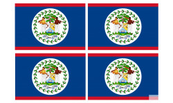 Drapeau Belize - 4 stickers - 9.5 x 6.3 cm - Sticker/autocollant