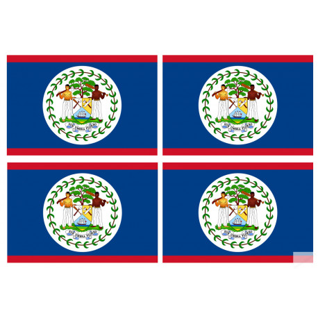 Drapeau Belize - 4 stickers - 9.5 x 6.3 cm - Sticker/autocollant