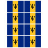 Drapeau Barbade - 8 stickers - 9.5 x 6.3 cm - Sticker/autocollant