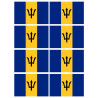 Drapeau Barbade - 8 stickers - 9.5 x 6.3 cm - Sticker/autocollant
