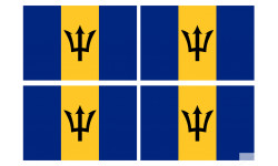 Drapeau Barbade - 4 stickers - 9.5 x 6.3 cm - Sticker/autocollant