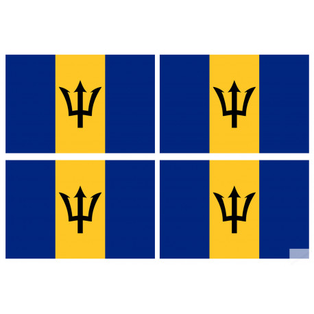 Drapeau Barbade - 4 stickers - 9.5 x 6.3 cm - Sticker/autocollant