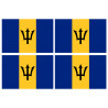 Drapeau Barbade - 4 stickers - 9.5 x 6.3 cm - Sticker/autocollant