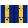 Drapeau Barbade - 4 stickers - 9.5 x 6.3 cm - Sticker/autocollant