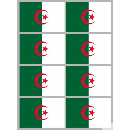 Drapeau Algérie - 8 stickers - 9.5 x 6.3 cm - Sticker/autocollant