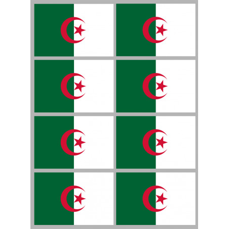 Drapeau Algérie - 8 stickers - 9.5 x 6.3 cm - Sticker/autocollant