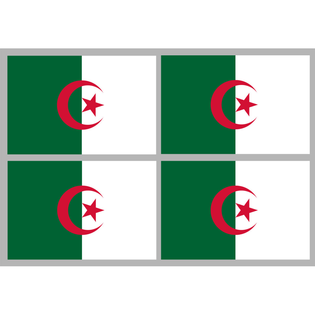 Drapeau Algérie - 4 stickers - 9.5 x 6.3 cm - Sticker/autocollant