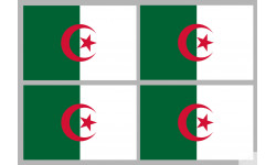 Drapeau Algérie - 4 stickers - 9.5 x 6.3 cm - Sticker/autocollant