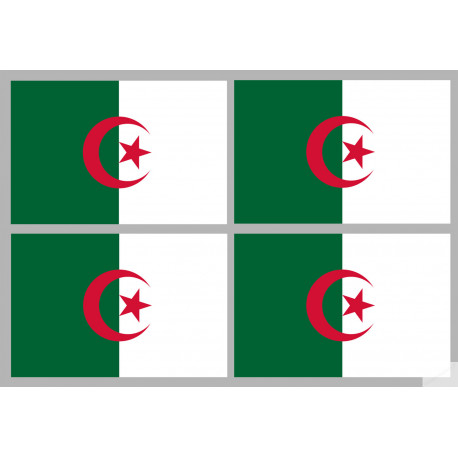 Drapeau Algérie - 4 stickers - 9.5 x 6.3 cm - Sticker/autocollant