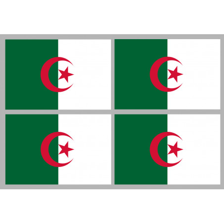 Drapeau Algérie - 4 stickers - 9.5 x 6.3 cm - Sticker/autocollant