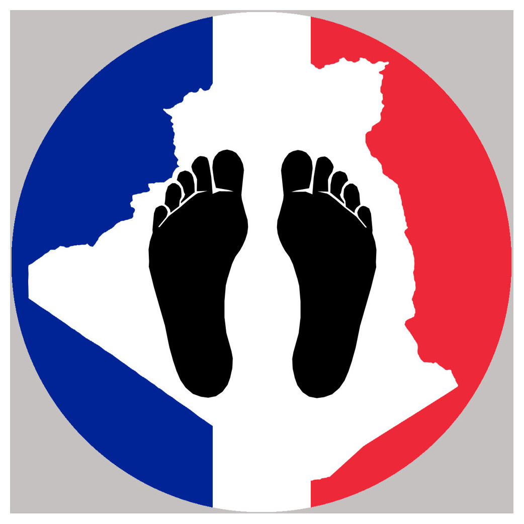 sticker / autocollant : Pieds noirs carte Franco Algérienne - 5cm - Sticker/autocollant