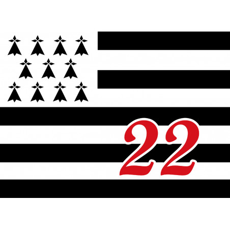 Drapeau Breton 22 - 5x3,5cm - Sticker/autocollant