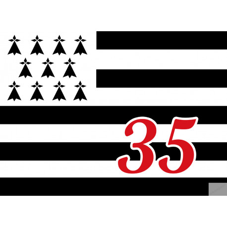 Drapeau Breton 35 - 15x11cm - Sticker/autocollant