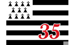 Drapeau Breton 35 - 20x14,5cm - Sticker/autocollant
