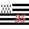 Drapeau Breton 35 - 20x14,5cm - Sticker/autocollant