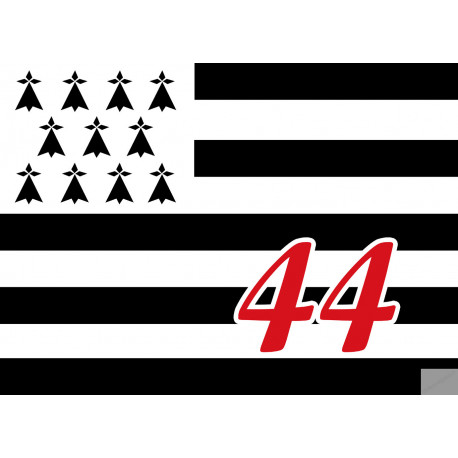 Drapeau Breton 44 - 5X3,5cm - Sticker/autocollant