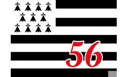 Drapeau Breton 56 - 5x3,5cm - Sticker/autocollant