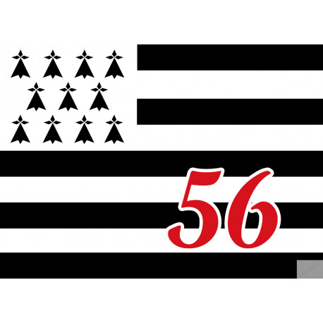 Drapeau Breton 56 - 10x7cm - Sticker/autocollant