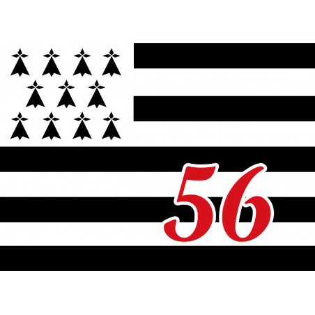 Drapeau Breton 56 - 10x7cm - Sticker/autocollant