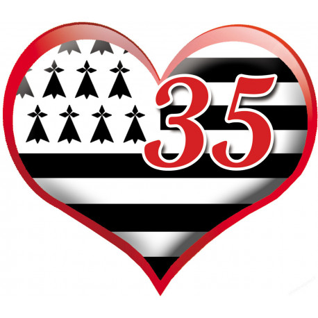 coeur breton 35 - 15x13cm - Sticker/autocollant