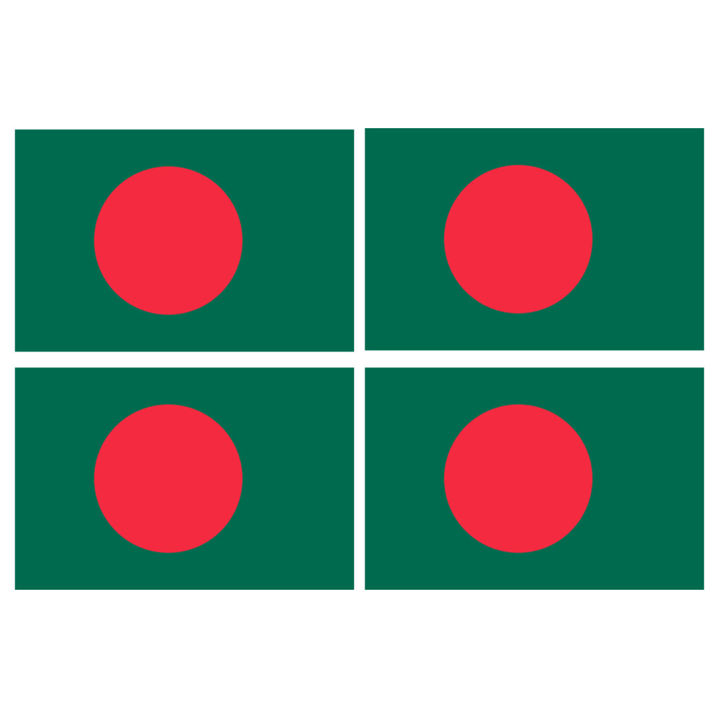 Drapeau Bangladesh - 4 stickers - 9.5 x 6.3 cm - Sticker/autocollant