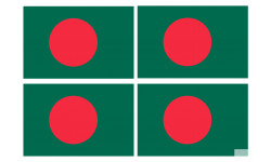 Drapeau Bangladesh - 4 stickers - 9.5 x 6.3 cm - Sticker/autocollant