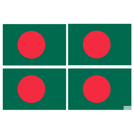 Drapeau Bangladesh - 4 stickers - 9.5 x 6.3 cm - Sticker/autocollant