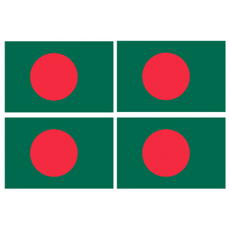 Drapeau Bangladesh - 4 stickers - 9.5 x 6.3 cm - Sticker/autocollant