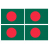 Drapeau Bangladesh - 4 stickers - 9.5 x 6.3 cm - Sticker/autocollant
